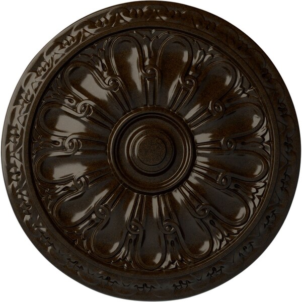 Ekena Millwork Kirke Ceiling Medallion (Fits Canopies up to 3 3/4"), Hand-Painted Bronze, 15 3/4"OD x 5/8"P CM16KIBZS - main
